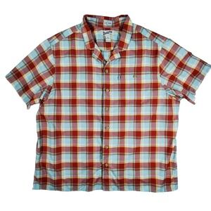 Duluth Trading Co Untucked 2XL Plaid Short Sleeve Shirt Relaxed Fit Button Down